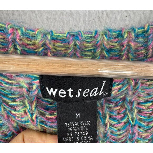 VTG Wet seal oversized wool blend lagen colorful cardigan 90s sz M - Picture 3 of 7